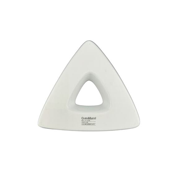 Crate & Barrel Nut Candy Dish White Geometric Triangle with Center Hole - Picture 3 of 3